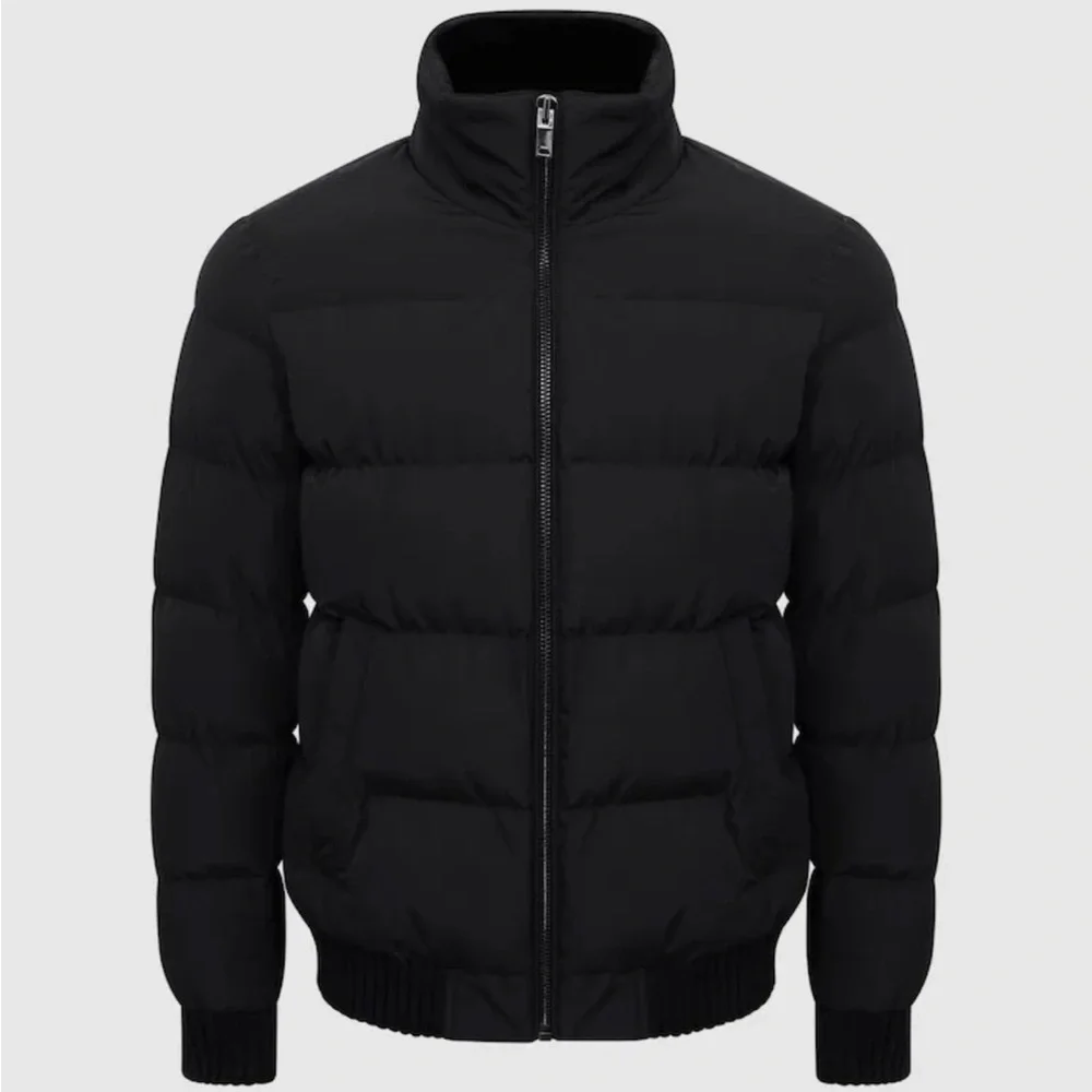 Reiss Black Frost Faux Fur Trim Puffer Jacket - Picture 2 of 5
